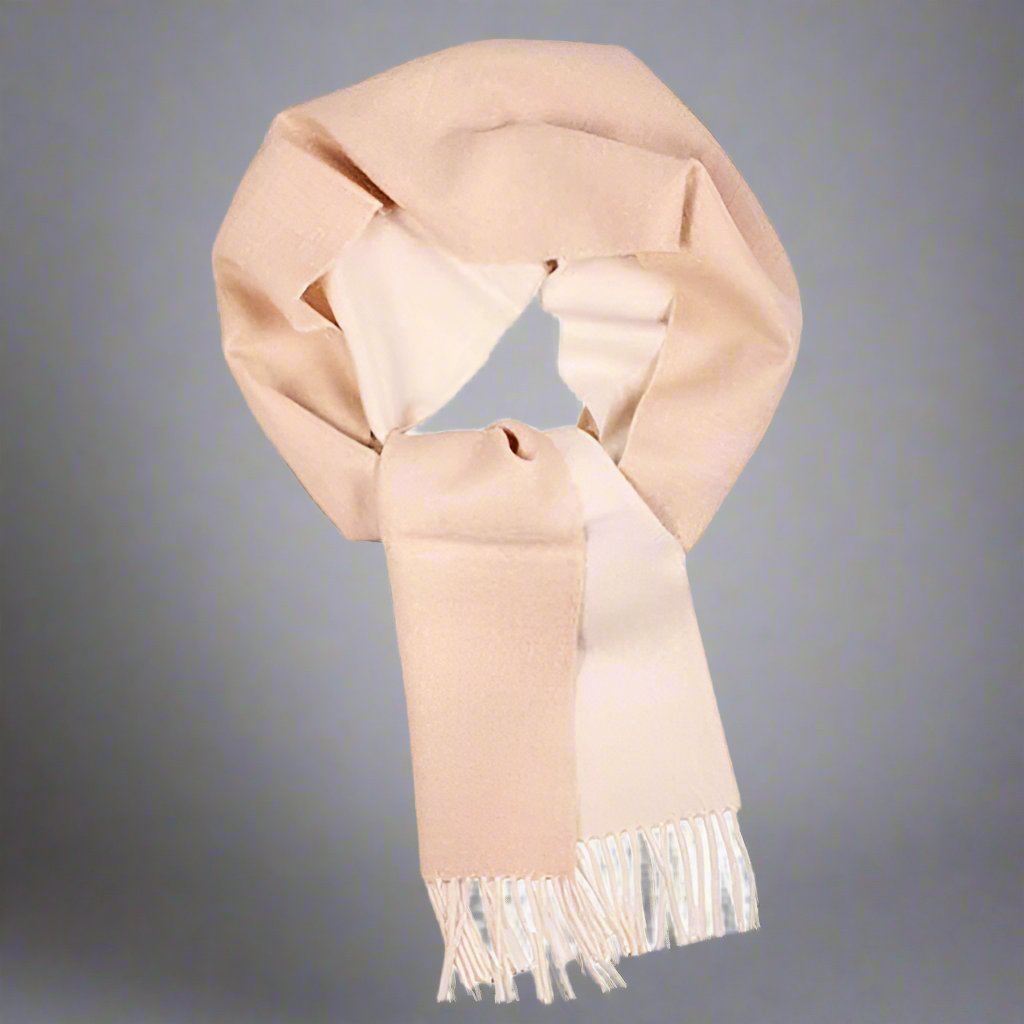 Scarves & Bandanas Alpaca wool light beige double sided scarf eco friendly - sustainable products bougie green