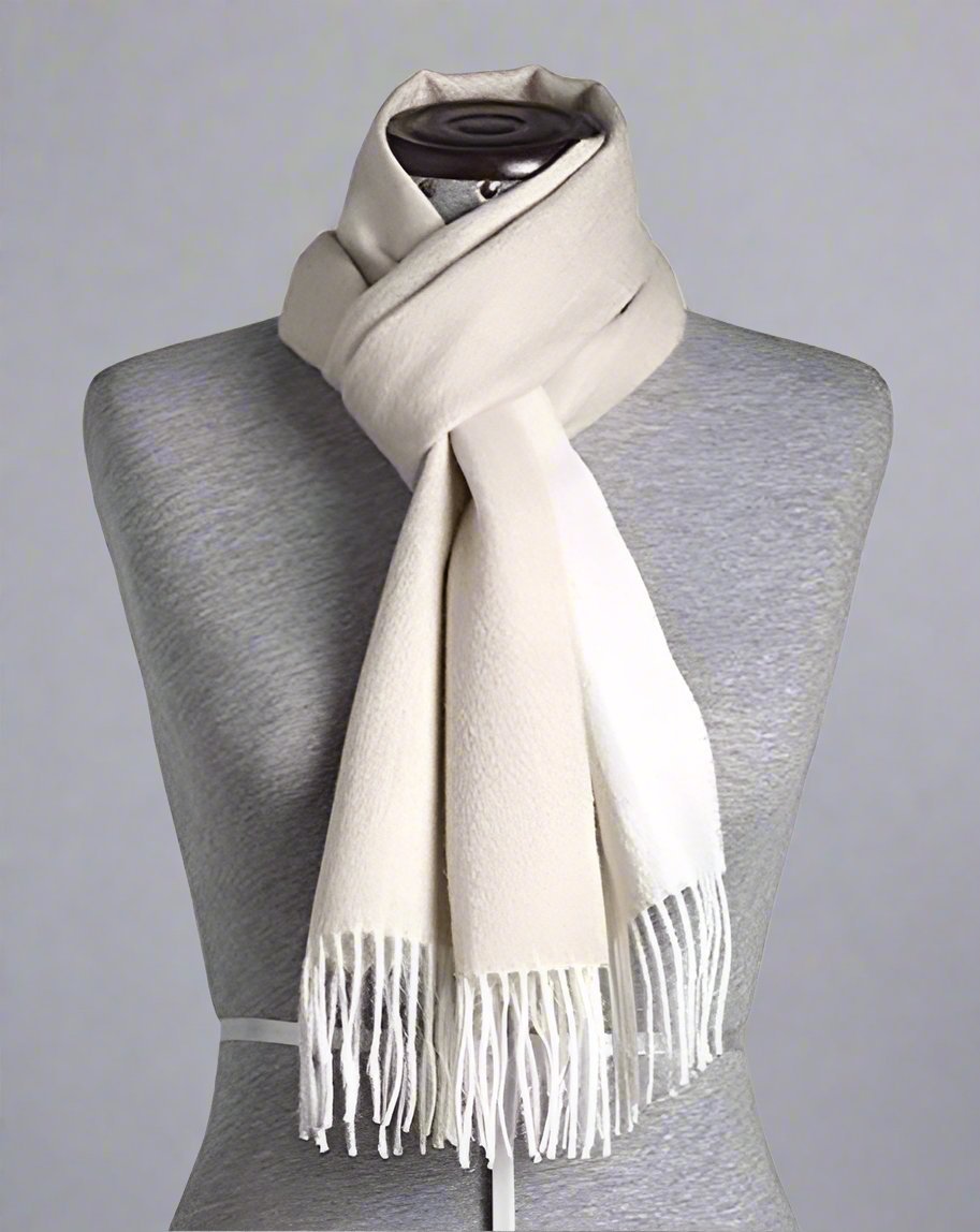 Scarves & Bandanas Alpaca wool light beige double sided scarf eco friendly - sustainable products bougie green