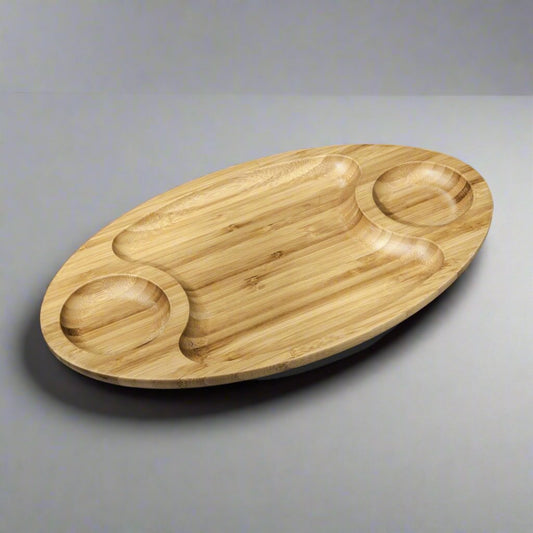 Home & Garden Bamboo 3 Section Platter 18" inch X 10" inch |For Appetizers / eco friendly - sustainable products bougie green