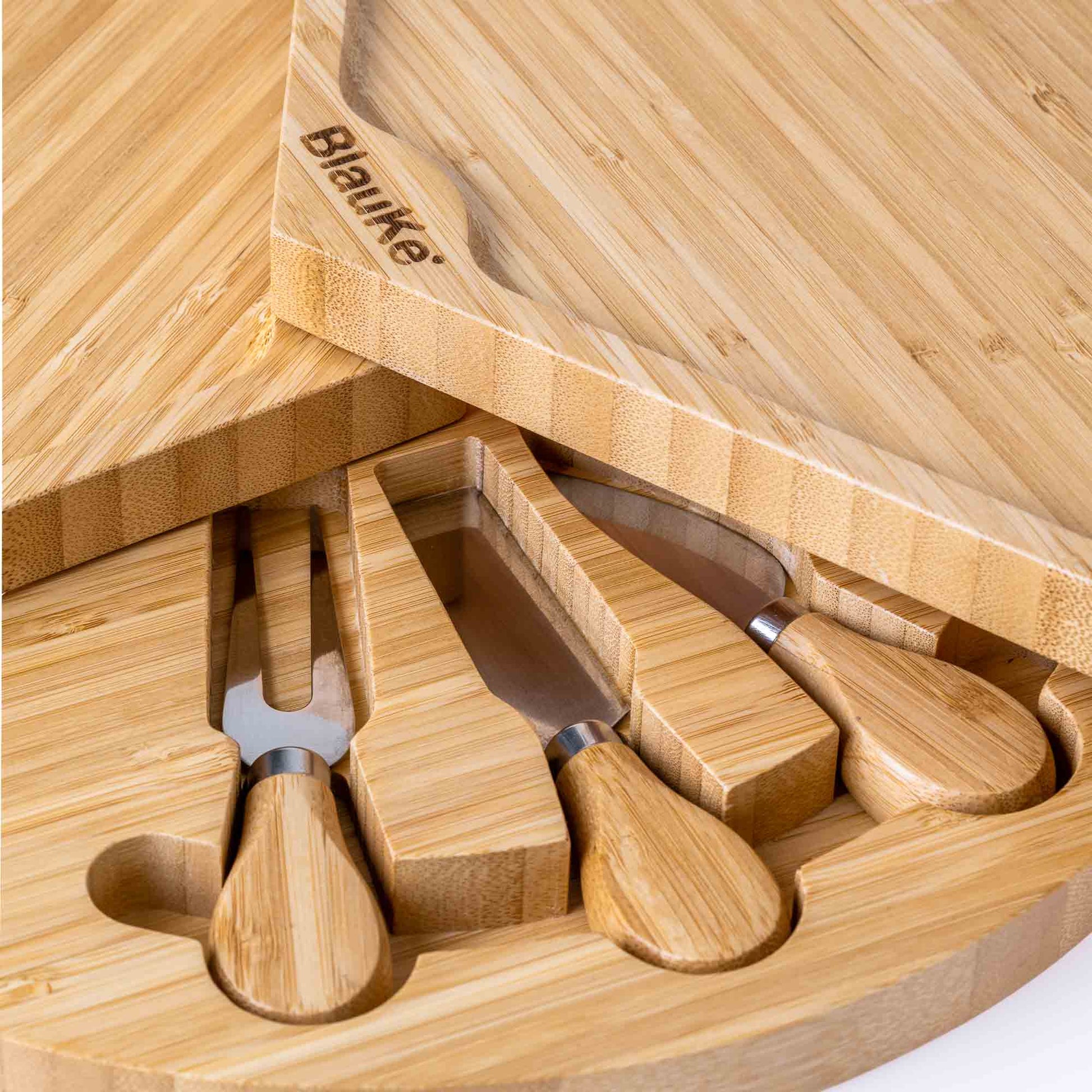 Kitchen Bamboo Cheese Board and Knife Set - 14 Inch Charcuterie Board eco friendly - sustainable products bougie green