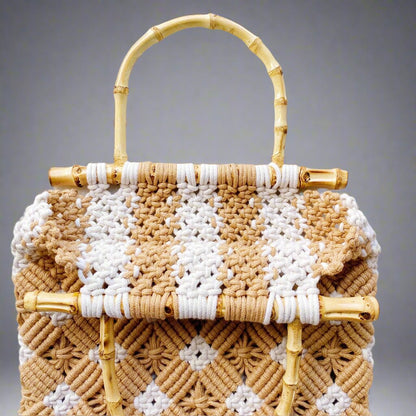 Handbags Bamboo Handle Woven Tote: Stylish and Sustainable eco friendly - sustainable products bougie green