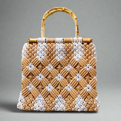 Handbags Bamboo Handle Woven Tote: Stylish and Sustainable eco friendly - sustainable products bougie green