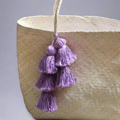 Totes & Beach Bags Borneo Sani Straw Tote Bag - with Purple Tassels eco friendly - sustainable products bougie green