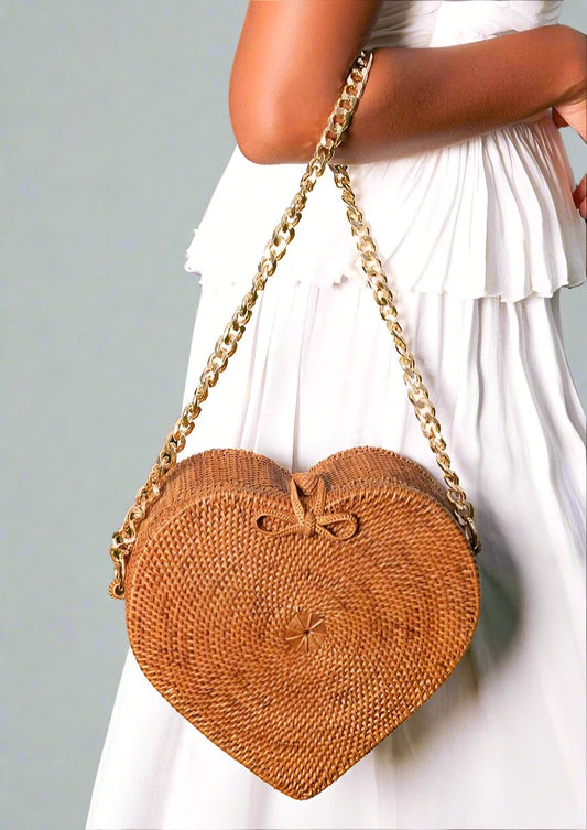 Women CINTA Atta Rattan Shoulder Bag In Natural Brown eco friendly - sustainable products bougie green