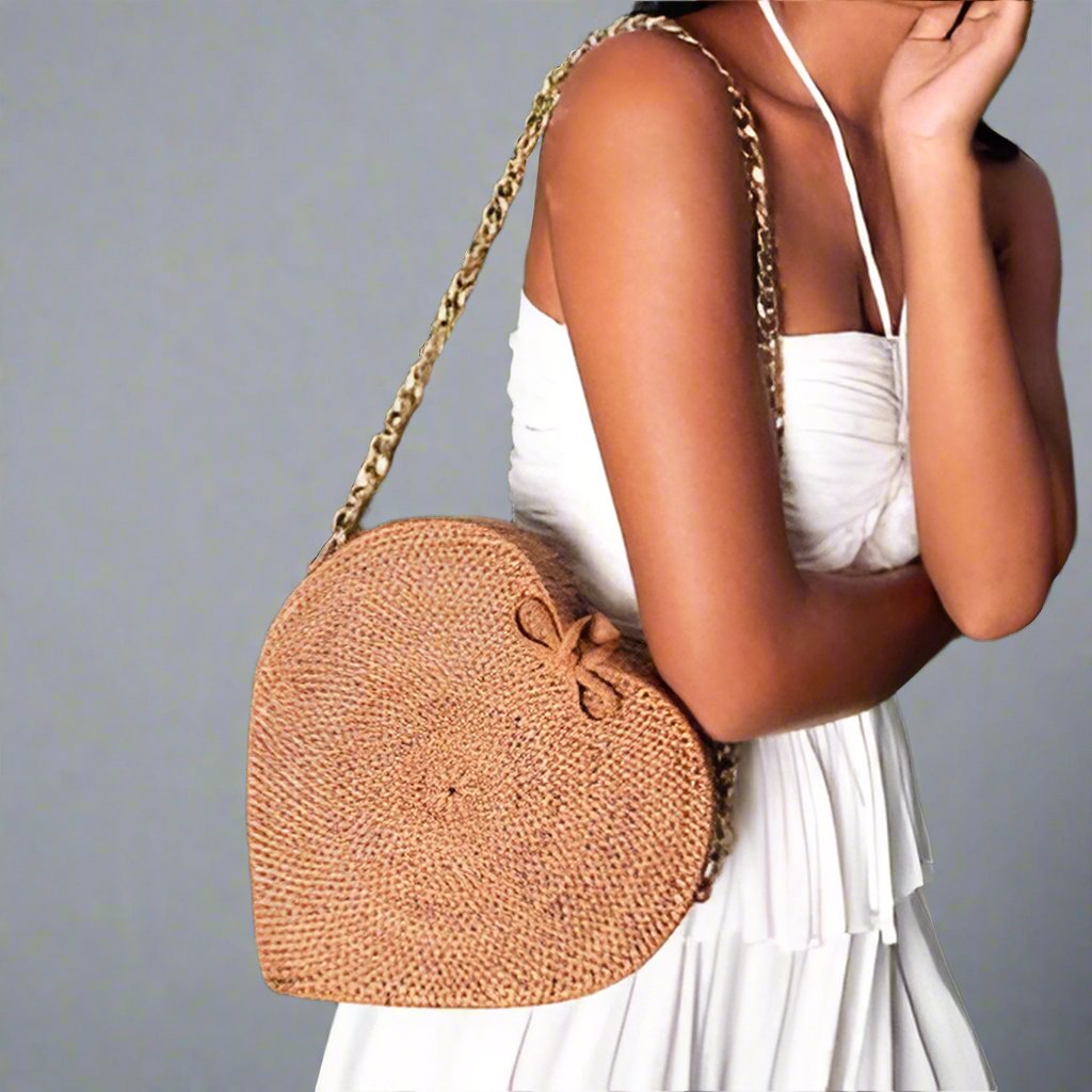 Women CINTA Atta Rattan Shoulder Bag In Natural Brown eco friendly - sustainable products bougie green