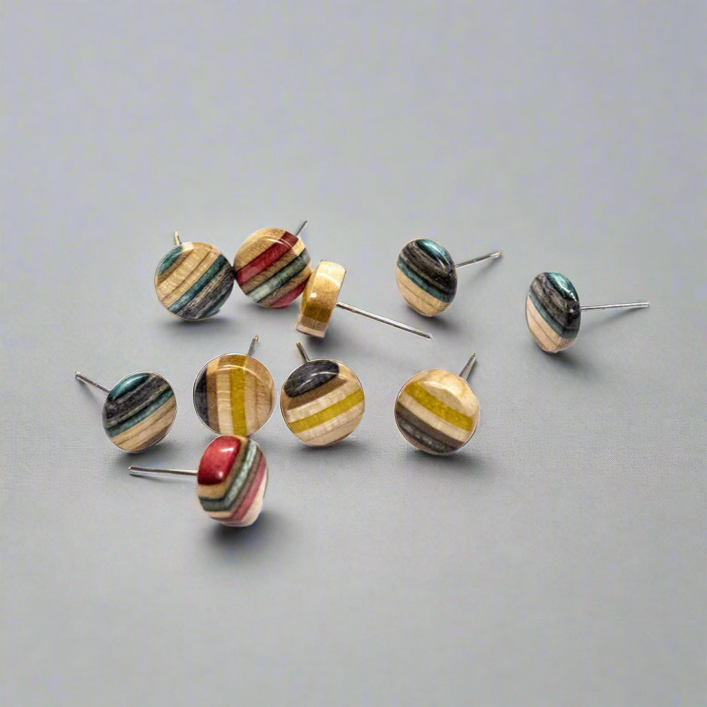 Uniquely Made Earrings Made from Recycled Skateboards