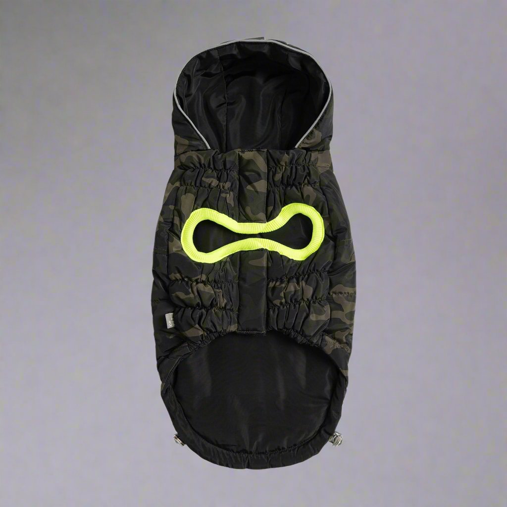 Leashes, Collars & Petwear Eco-Friendly Recycled PET Dog Parka with Camouflage Design and Reflective Accents eco friendly - sustainable products bougie green