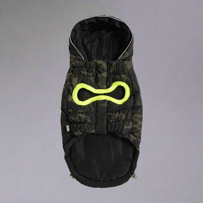 Leashes, Collars & Petwear Eco-Friendly Recycled PET Dog Parka with Camouflage Design and Reflective Accents eco friendly - sustainable products bougie green