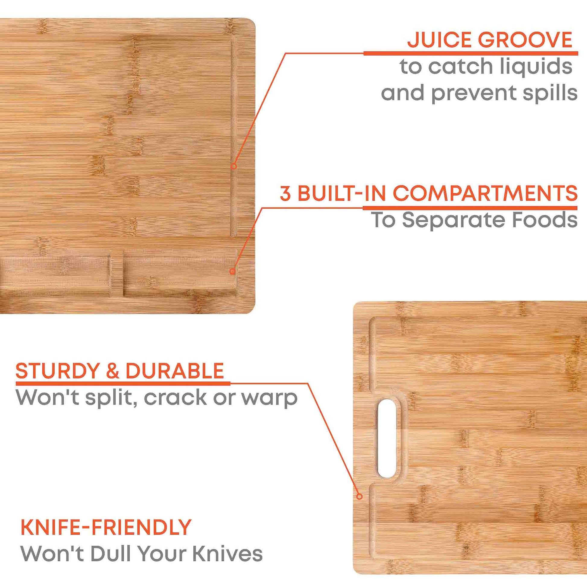 Kitchen Extra Large Bamboo Cutting Board - 17x12.5 inch Wood Cutting Board eco friendly - sustainable products bougie green