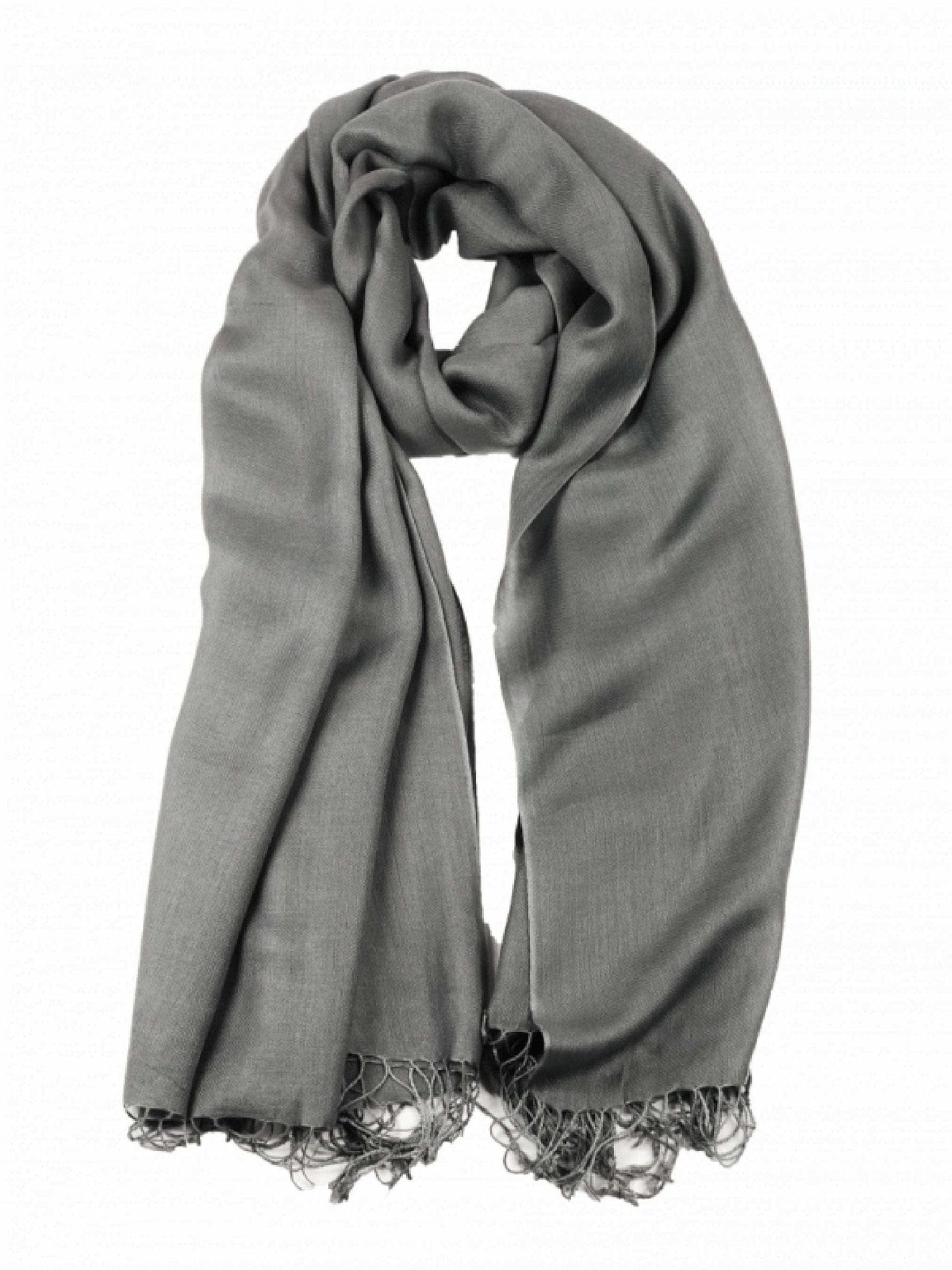 Scarves & Bandanas Gray Modal Solid Scarf with Eyelash Fringes eco friendly - sustainable products bougie green