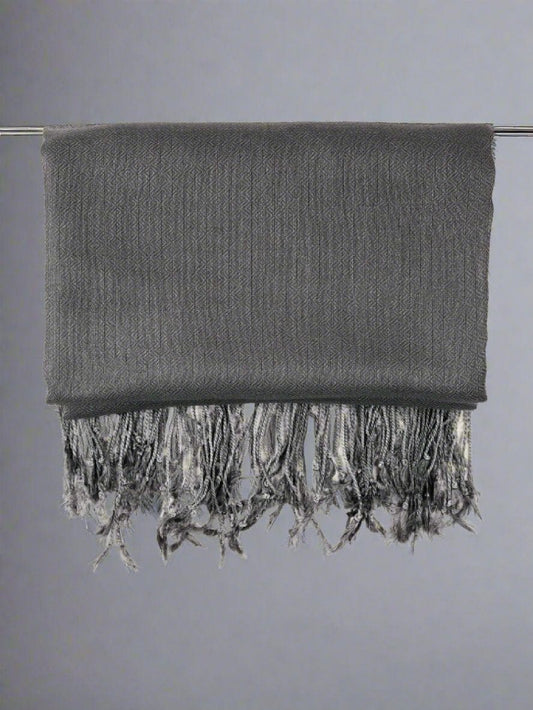 Scarves & Bandanas Gray Modal Solid Scarf with Eyelash Fringes eco friendly - sustainable products bougie green