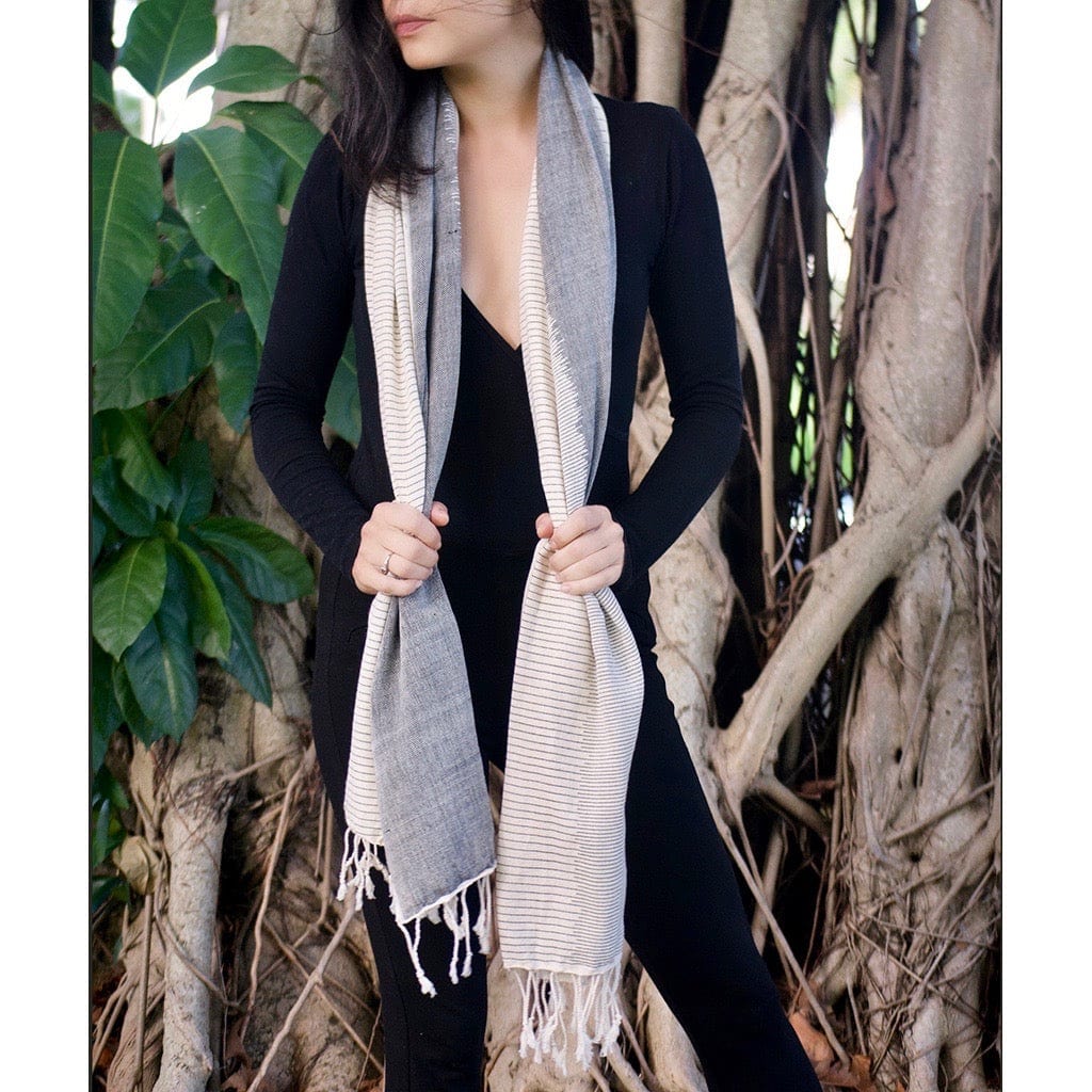 Scarves & Bandanas Handwoven Organic 100% Cotton Striped Scarf eco friendly - sustainable products bougie green