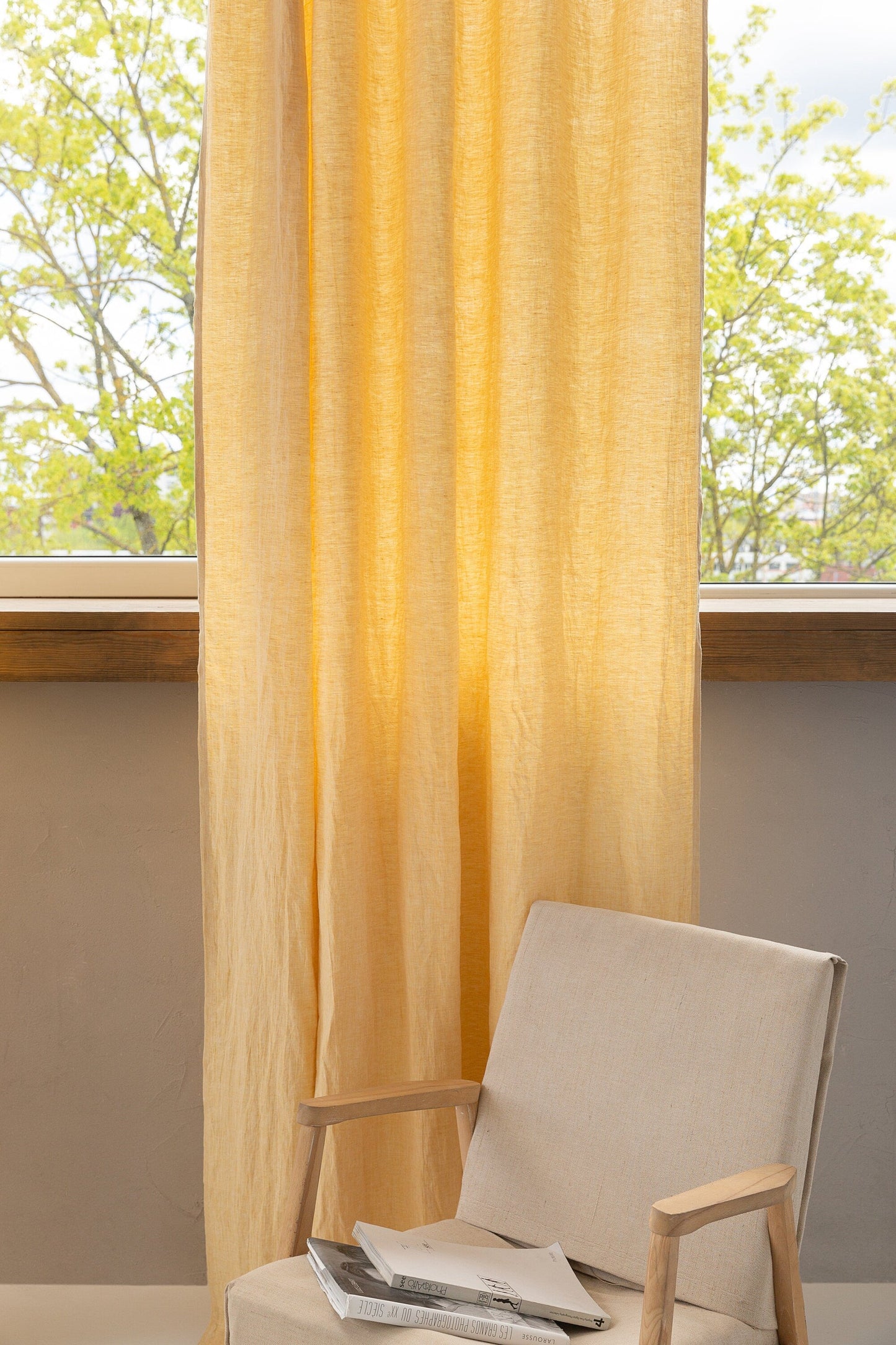 Canary Yellow Linen Curtains with Pleating Tape | 100% Natural | Made-to-Order