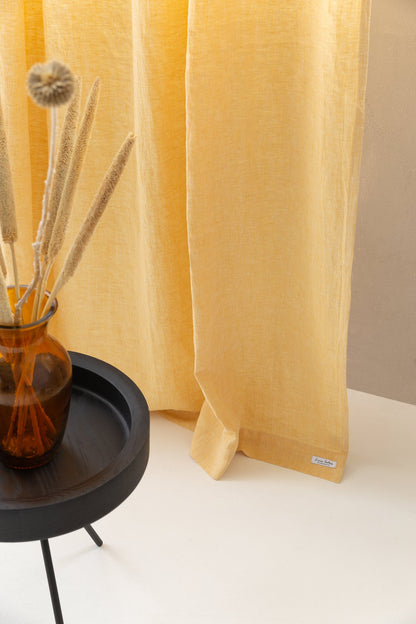 Canary Yellow Linen Curtains with Pleating Tape | 100% Natural | Made-to-Order