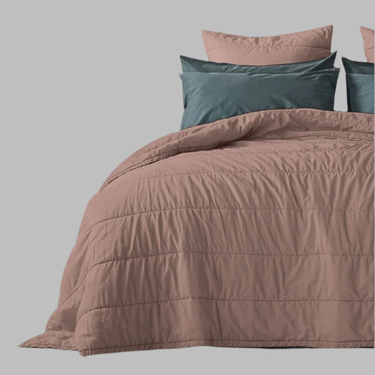 Clay Cotton Quilt Bedding Set Lightweight & Breathable Eco-Friendly