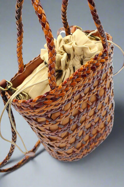 Handbags Luxurious Handcrafted Leather Basket Weaved Bag eco friendly - sustainable products bougie green