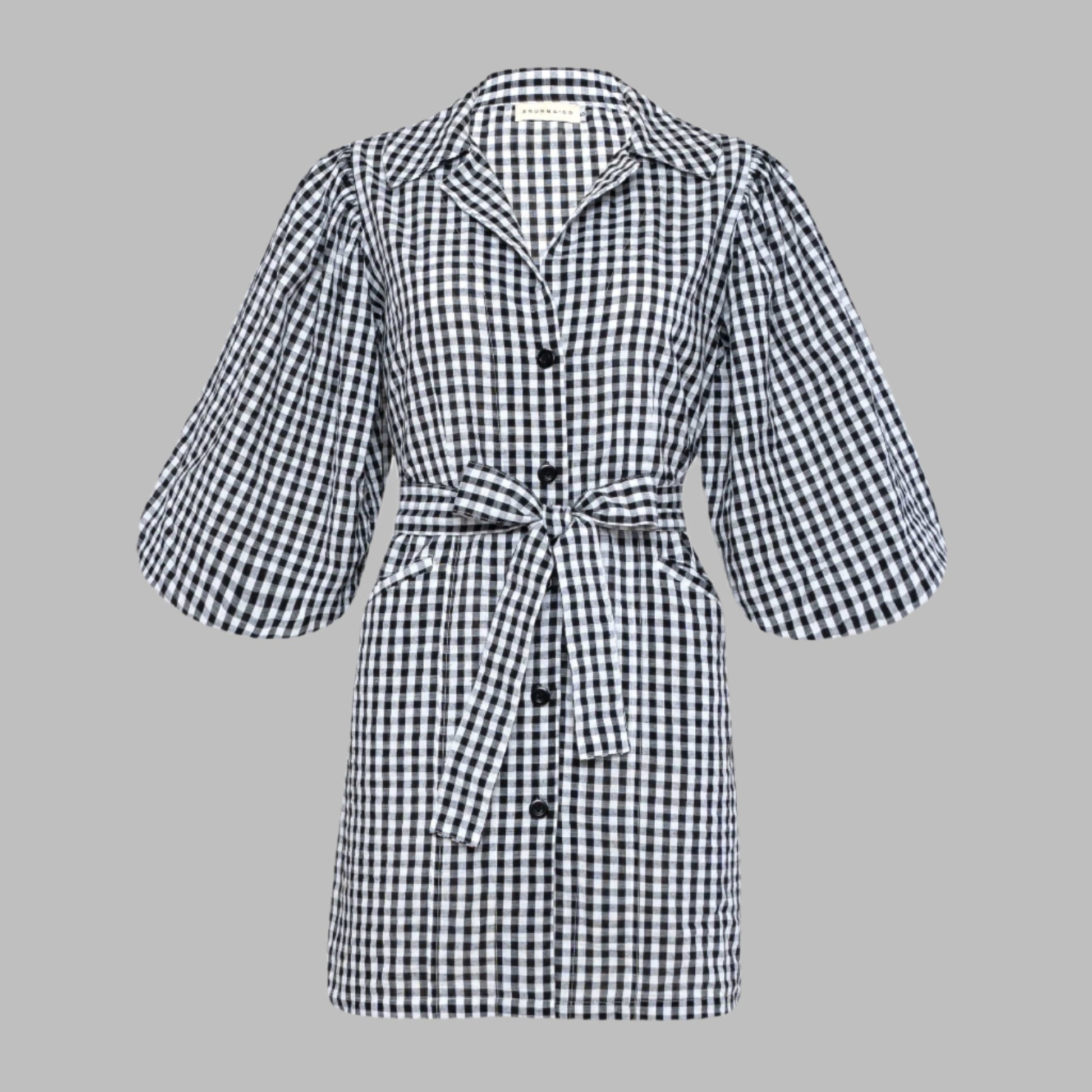 Dresses MEGHAN Mini Gingham Dress, in Black eco friendly - sustainable products bougie green