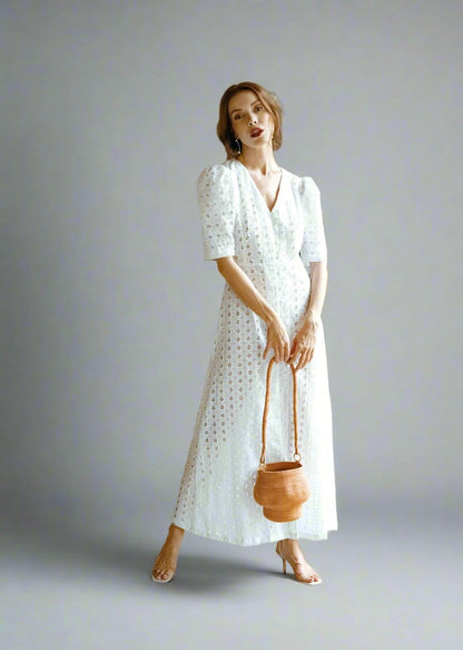 Dresses Olympia Dress: A Feminist Embroidered Cotton Maxi Dress eco friendly - sustainable products bougie green