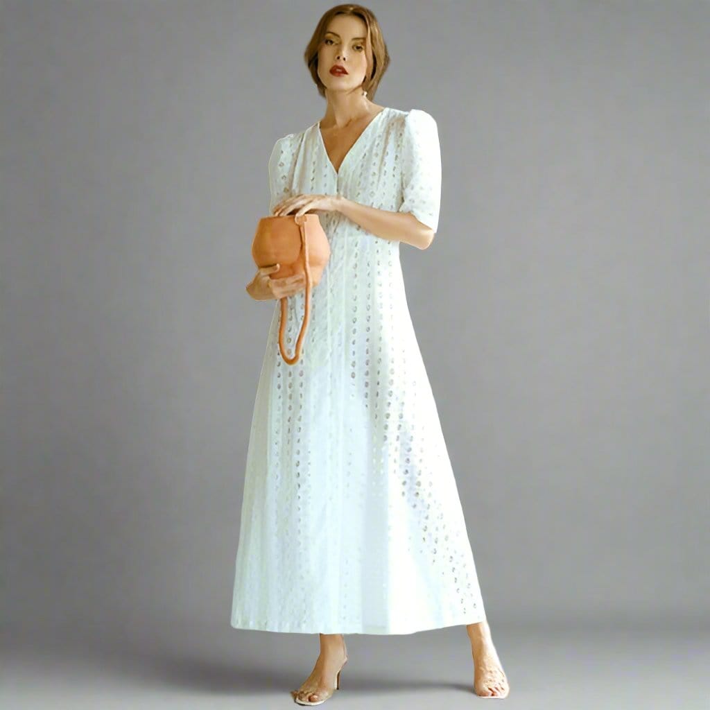 Dresses Olympia Dress: A Feminist Embroidered Cotton Maxi Dress eco friendly - sustainable products bougie green