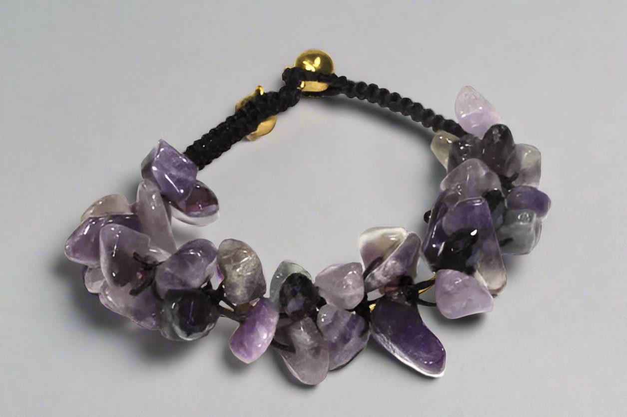 Jewlery Raw Amethyst Stone Bracelet: Calming, Protective, and Stylish eco friendly - sustainable products bougie green