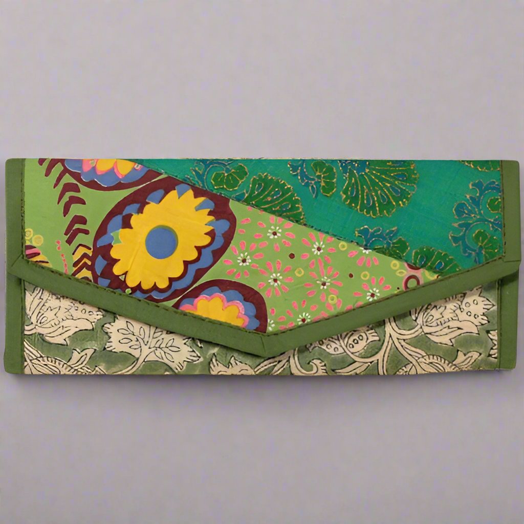 Accessories Recycled Patchwork Women's Clutch eco friendly - sustainable products bougie green