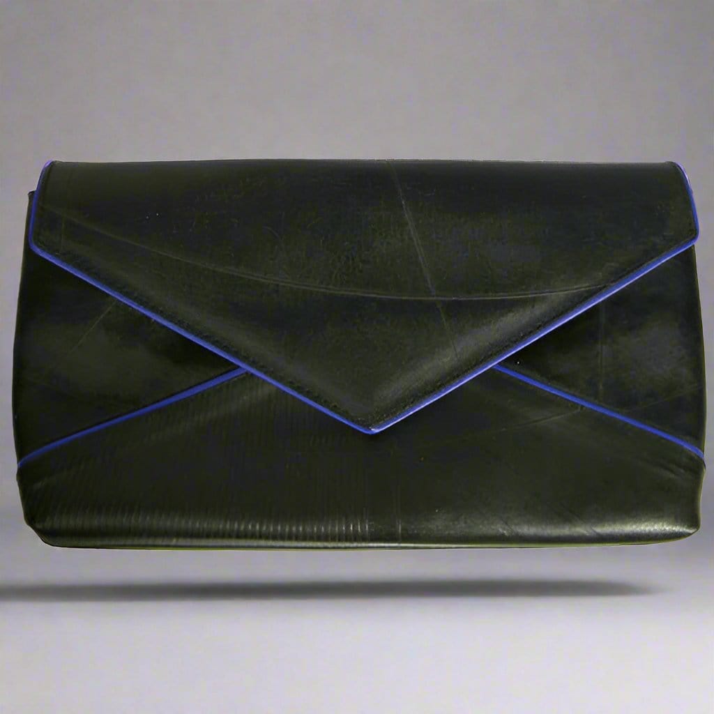 Accessories Recycled Tire Tube Clutch Handbag with Leather Trim eco friendly - sustainable products bougie green