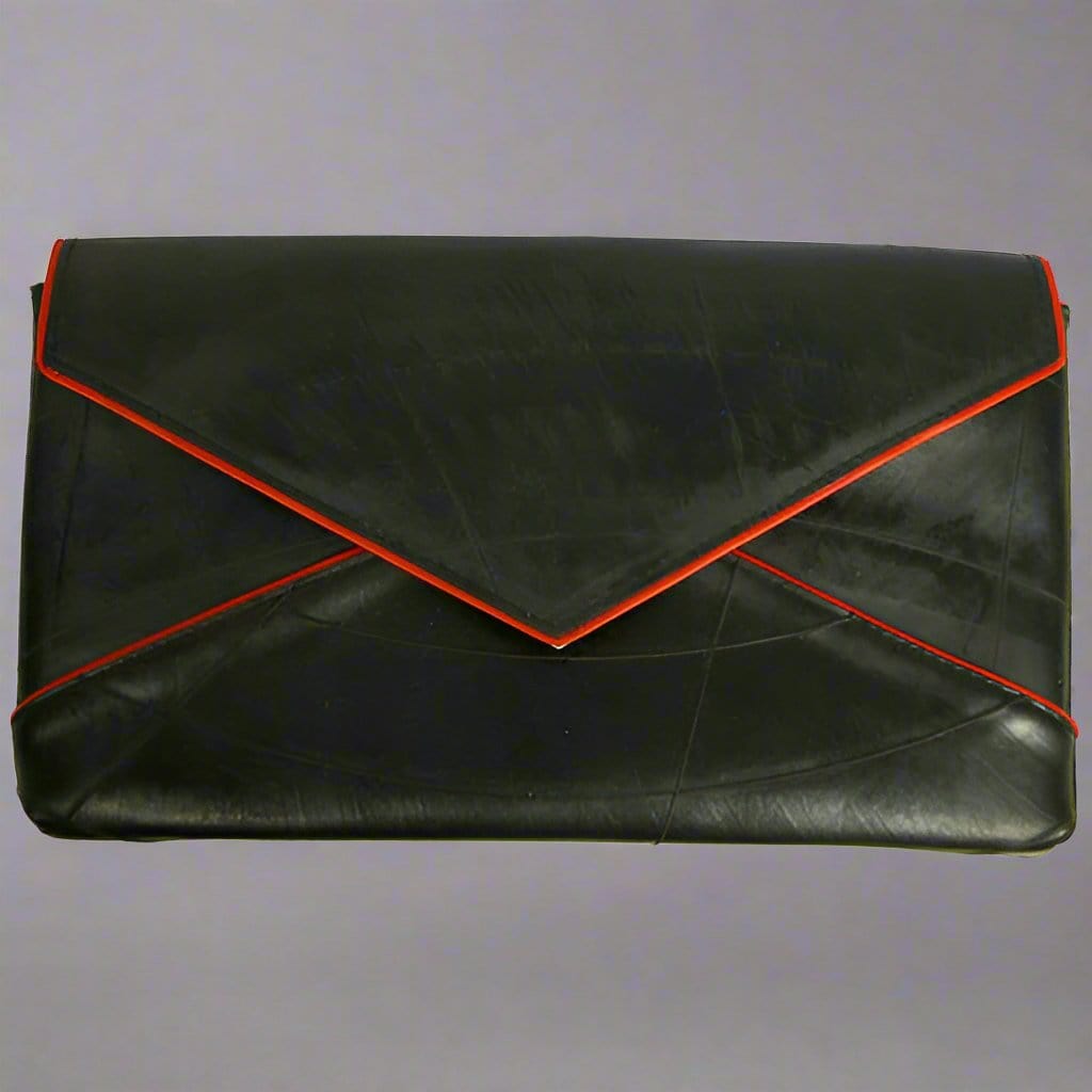 Accessories Recycled Tire Tube Clutch Handbag with Leather Trim eco friendly - sustainable products bougie green