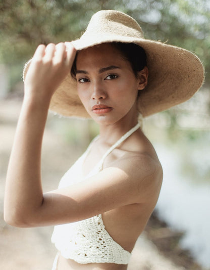 Hats RIRI Jute Handwoven Straw Hat In Natural Beige eco friendly - sustainable products bougie green