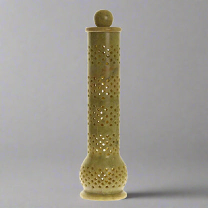 Home Soapstone Tower Genie cutwork carved Incense Burner - 10" eco friendly - sustainable products bougie green