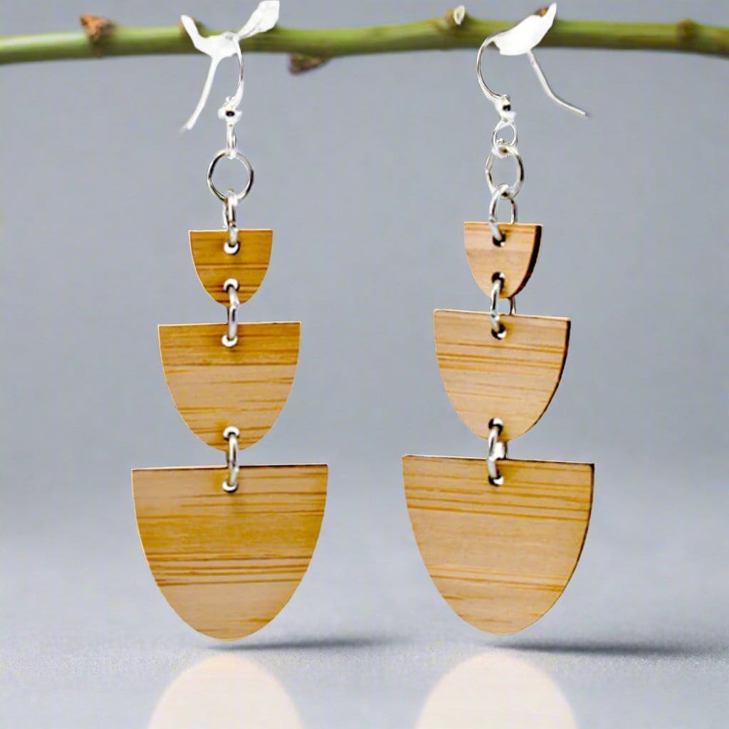 Jewelry Stacked Half Stone Bamboo Earrings eco friendly - sustainable products bougie green