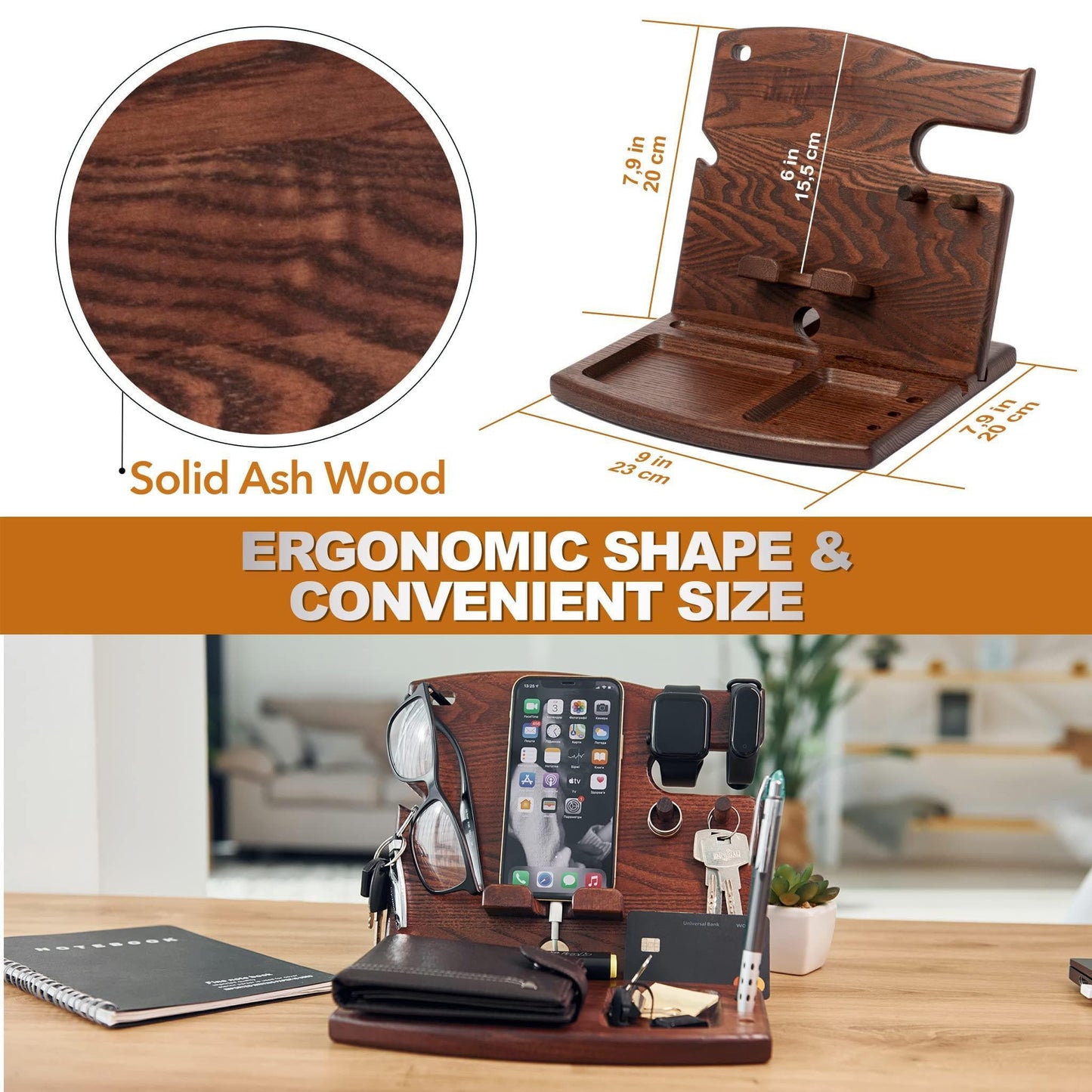 Technology Sustainable Ash Wood Charging Station | Organize | Charge | Eco-Friendly eco friendly - sustainable products bougie green