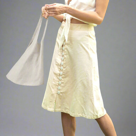 Women's Clothing Button-down Skirt In Off-white eco friendly - sustainable products bougie green